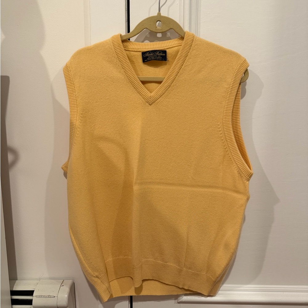Brooks Brothers V-Neck Sweater Vest in Yellow